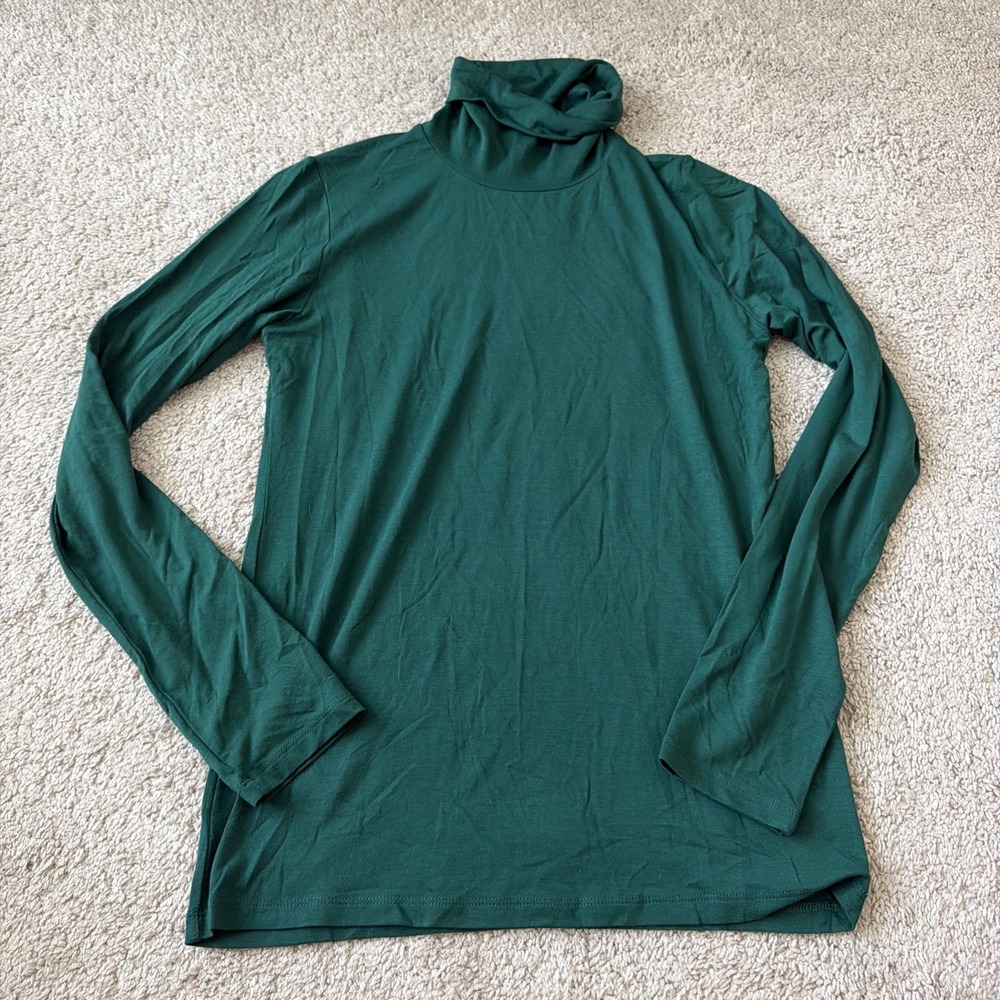 Majestic Filatures Green Soft Touch Long Sleeve Turtleneck Top Size 3 Medium